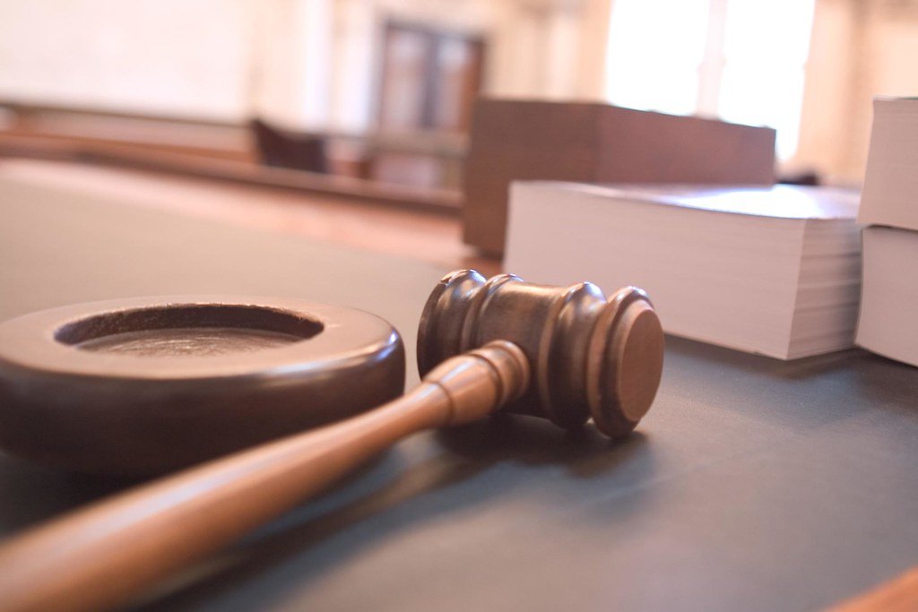 Gavel on a courtroom bench
